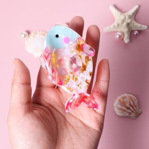Kchies Acrylic Fish Hair Claw Clip Large Unique Fashion Acetate Hair Catch Barrette Non Slip Strong Hold Jaw Clamp Ocean Animal Hair Accessory For Woman Girls Thick & Thin Hair 3.35Inch thumb #2