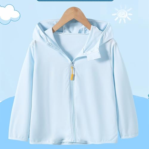 Generic Girls Boys Summer Solid Color Ice Hooded Zip Up Sun Protective Clothing Clothes for Kids Girls Boys2