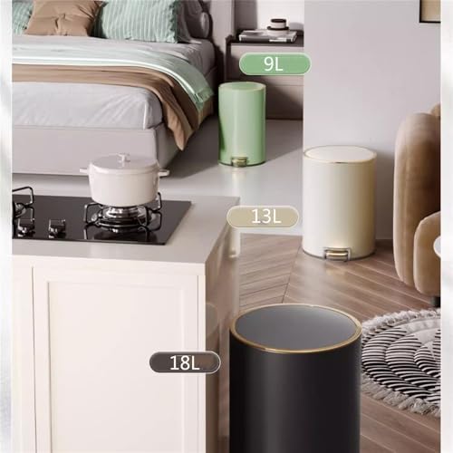 Bote de basura y reciclaje grande con pedal y tapa blanco miniatura 6