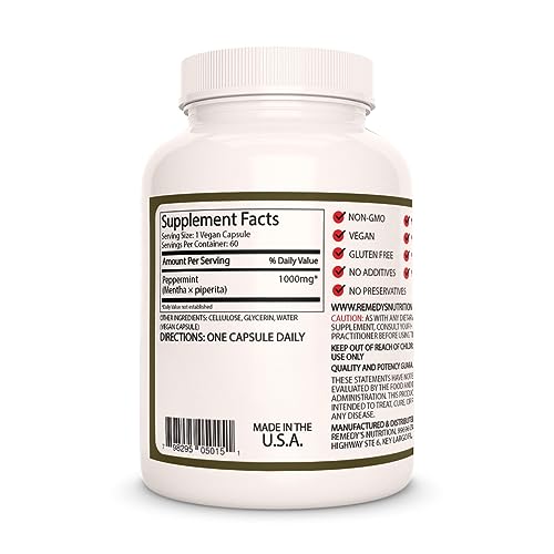  Remedy's Nutrition Peppermint Leaf 1000 mg Dietary Supplement for Digestive Health | Two Month Supply
| Remedy's Nutrit