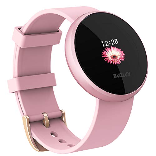 Reloj inteligente BOZLUN para mujeres con monitor de actividad física, monitor de ritmo cardíaco con pantalla a color, impermeable a prueba de IP68 y pantalla de encendido compatible con
