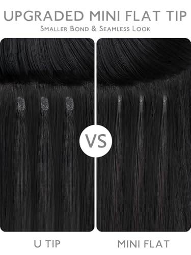 Image of WENNALlFE Mini Flat Tip Hair Extensions Human Hair, 50g 60s 20 Inch Light Blonde Highlighted Golden Blonde Remy Hair K Tip Hair Extensions Seamless Keratin Extensions De Cabello