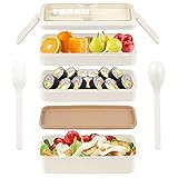Bento Box Adult Lunch Box, Lanveda Japanese Bento Boxes for Kids, 3 Layer Leakproof Wheat Straw...