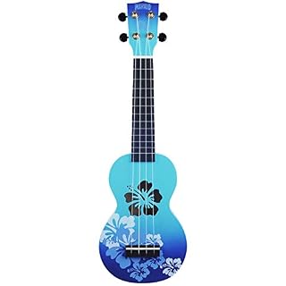 Mahalo Designer Series Ukulélé soprano 346 mm avec motif de fleurs hawaïennes pour droitier Bleu éclaté avec sac de… - Les Beatles, Paul McCartney, John Lennon, RIngo Starr, George Harrison