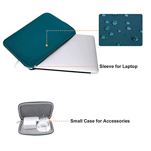 Image of MOSISO Laptop Case 13 inch, 13 inch Laptop Sleeve Bag Compatible with MacBook Air 13 M4 M3 M2 M1 2025-2018 / Pro 13 M2 M1 2025-2016, Neoprene Computer Sleeve Bag with Small Case, Deep Teal