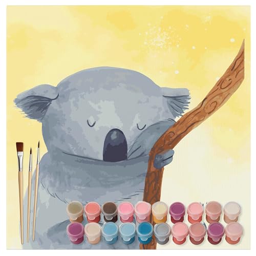 Mr. & Mrs. Panda Pintar por números cortado koala Motiv 40 x 40 cm Con marco - dormitorio, tierra de los sueños, animales pequeños, koala oso, ideas de regalos, sueño, felices, mundo pequeño