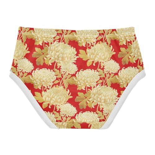 Joisal Chrysanthemum Leaf Ivory Red Cute Panties Girl Girls Underwear Toddler Cotton Pattern Undies Kids Briefs 2t2