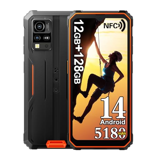 Blackview BV4800 Pro Outdoor Handy 2025, 12GB+128GB, 6.56" HD+ Outdoor Smartphone ohne Vertrag Android 14, 16MP+8MP, 5180mAh, IP68 Wasserdicht Baustellenhandy, Dual SIM 4G,NFC,OTG,GPS,2 Jahre Garantie