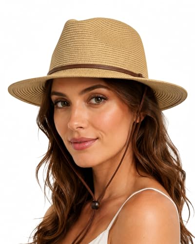 Image of Zylioo XXL XL Straw Hats for Men Big Heads,L M S UV Summer Fedora Panama,UPF Beach Sun Hats for Women Travel Hat