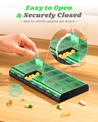 Image of Extra Large Pill Organizer 2 Times a Day, XL 7 Day Pill Box AM PM, Jumbo Weekly Pill Case, Daily Night Oversized Medicine Organizer, Vitamin Holder, Big Pill Container, Twice a Day Pill Organizer | Easy-Open,High-Capacity,Easy-Open,Senior-Friendly,AM /PM,Weekly-Tracking,BPA-Free,Long-Lasting
