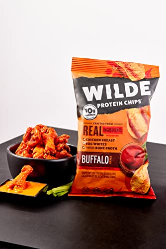 Buffalo Chicken Protein Chips By Wilde Chips, Thin And Crispy, High Protein, Keto Friendly, Made With Real Ingredients, 2.25Oz Bag (8 Pack) #TOP2
