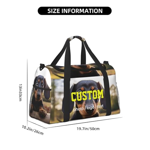 Custom Photo Big Sports Duffle Bag Customization Travel Gym Bag with Name Text Customize Personalized Weekender Workout Bag for Men Women3