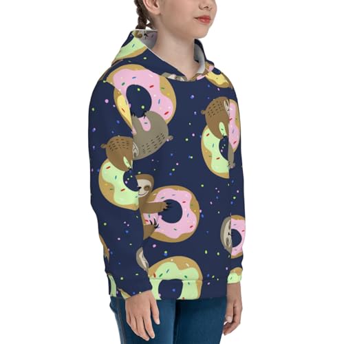 Sloth with Donuts Kids Pullover Hoodies Boys Sweatshirts Girls Athletic Clothes with Pocket3