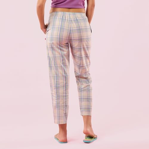 Image of Enamor Mid Rise Full Length Adjustable Drawstring Hangout Pant for Women - Relaxed Fit, Combed Cotton - E4A5