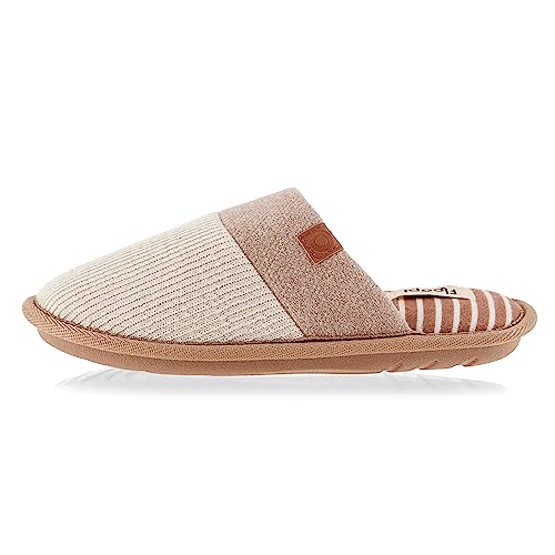 Floopi House Slippers For Women, Soft Ribbed Knit Closed Back Women Slipper, Multiple Layered Comfy Memory Insole Foam With Indoor & Outdoor Anti Skid Sole (S, Taupe-389) #TOP19