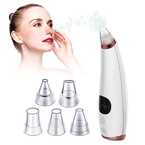 Blackhead Remover Vacuum with 5 Suction Heads,Pore Vacuum USB Rechargeable,Acne Comedone Extractor Kit,3 Adjustable Suction Force,LED Display,Facial Pore Deep Cleaner for Men and Women