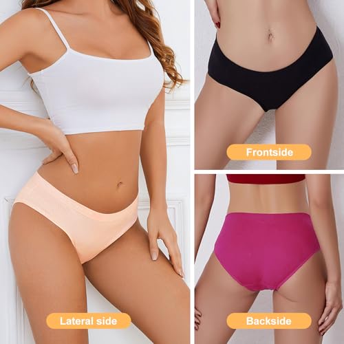 7 Pack Cotton Underwear for Women Sexy Low Rise Ribbed Hipster Breathable Soft Womens Bikini Panties Cheeky - Image 7