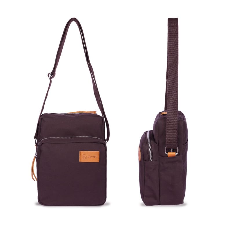 Image of Cotton Canvas Sling Bag Stylish and Versatile Crossbody Shoulder Pack for Everyday Essentials - Multiple Pockets Bags - Fashion Accessory for Men and Women | Wine