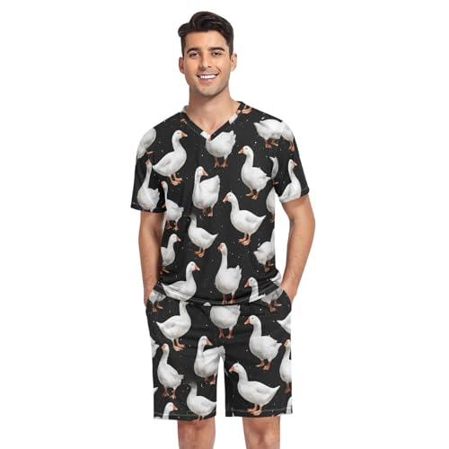 Goose Men’s Pajama Sets 2 Piece Short Sleeve Sleepwear with Printed Design
