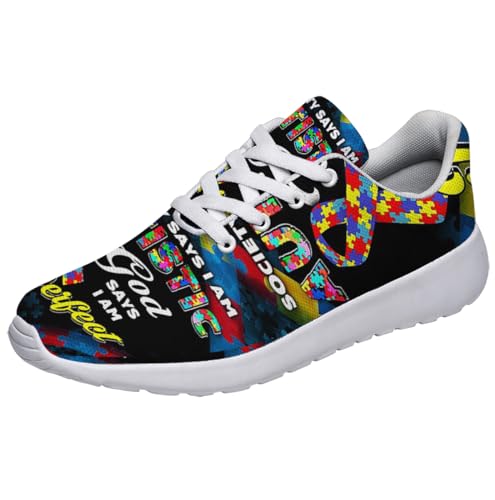 Sonzj-II Autism Shoes for Men Women Running Sneakers Breathable Casual Sport Tennis Shoes Gift for Him Her2