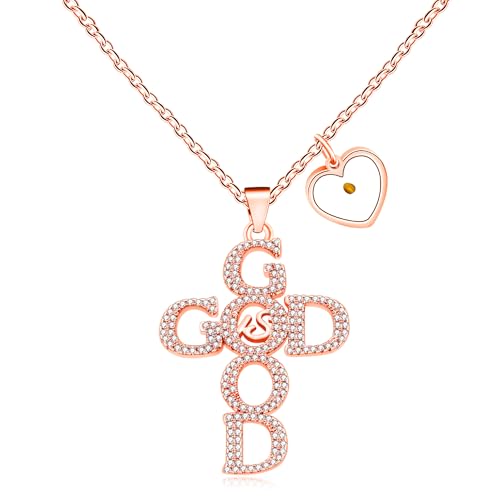 Vivaday God is Good Crucifix Necklace | Platinum Plated Rose Gold...