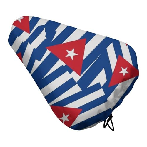 FOSKERV Fashion Bicyle Cushion Cover, Waterproof Non Slip Adjustable Bike Seat Cover for All Bicyles, Universal Bicycle Saddle Protector, Cuba Flag