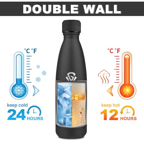 Borraccia Termica 500ml, Bottiglia Acqua Senza BPA, Bottiglia Termica Riutilizzabile con Doppia Parete, Antigoccia, Borraccia Acciaio Inox Per Bambini, Adulti, Scuola, Ufficio, Escursioni, Sport - Immagine 2