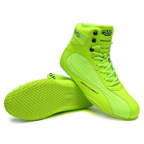 Professional Wrestling Shoes for Men and Women Fashionable Sports Boxing Shoes Anti Slip Indoor Taekwondo Weightlifting Training Fighting Boots, Green