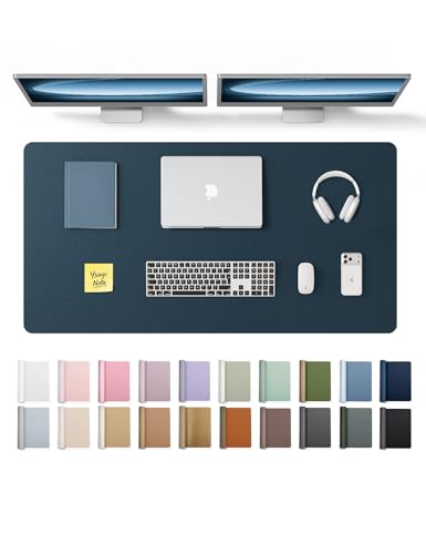 Image of YSAGi Leather Desk Protector, Office Mat, Large Mouse Mat, Non-Slip PU Leather Blotter, Laptop Pad, Waterproof Writing Pad for Office and Home (Dark Blue, 47.2 inch x 23.6 inch)