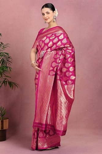 Image of Subham Saree for Woman Silk Cotton Kanjivaram | Soft Daily Wear Golden Zari Sari with Jacquard Blouse Piece