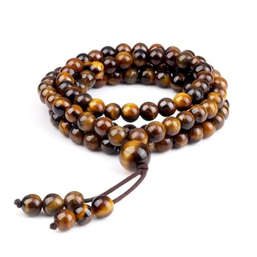Pulseras de cristal hombres de piedras naturales blancas y diseño tejido elástico LAMGUL