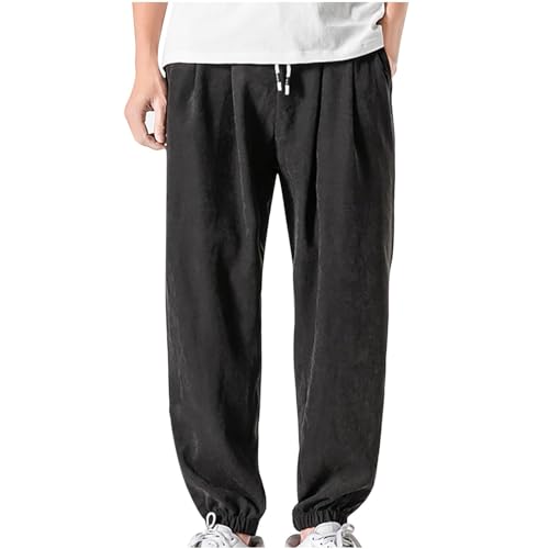 Plus Size Sweatpants for Men Lightweight Casual Elastic Waist Joggers Solid Color Athletic Beam Feet Pants Outdoor