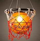LUOLAX Modern Creative Basketball Chandelier Creative Ball Lamp Pendant Light Sports Theme Ceiling Light for Children Bedroom Indoor Home Kitchen Restaurant Bar Cafe Decoration