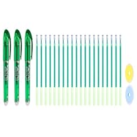 PATIKIL 3Pack Erasable Gel Pens with 20 Refills & 2 Erasers, 0.5mm Heat Erasable Pens for Fabric Green Ink Fabric Markers for Sewing Quilting Planner Writing
