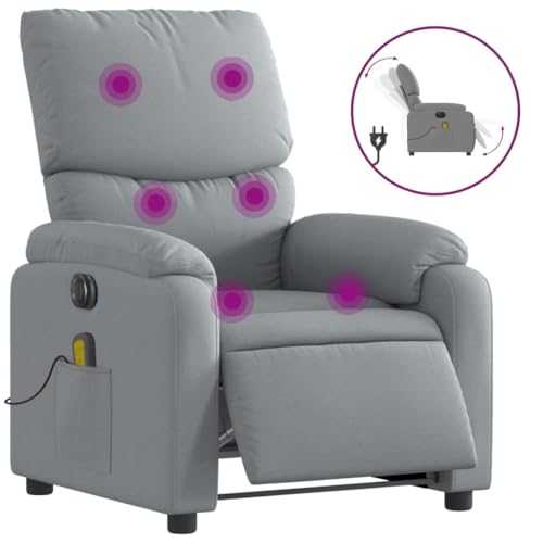 Gecheer Massagesessel Elektrisch, Stoffbezug Hellgrau, 6 Massagepunkte, für Wohnzimmer und Büro – Bild 3