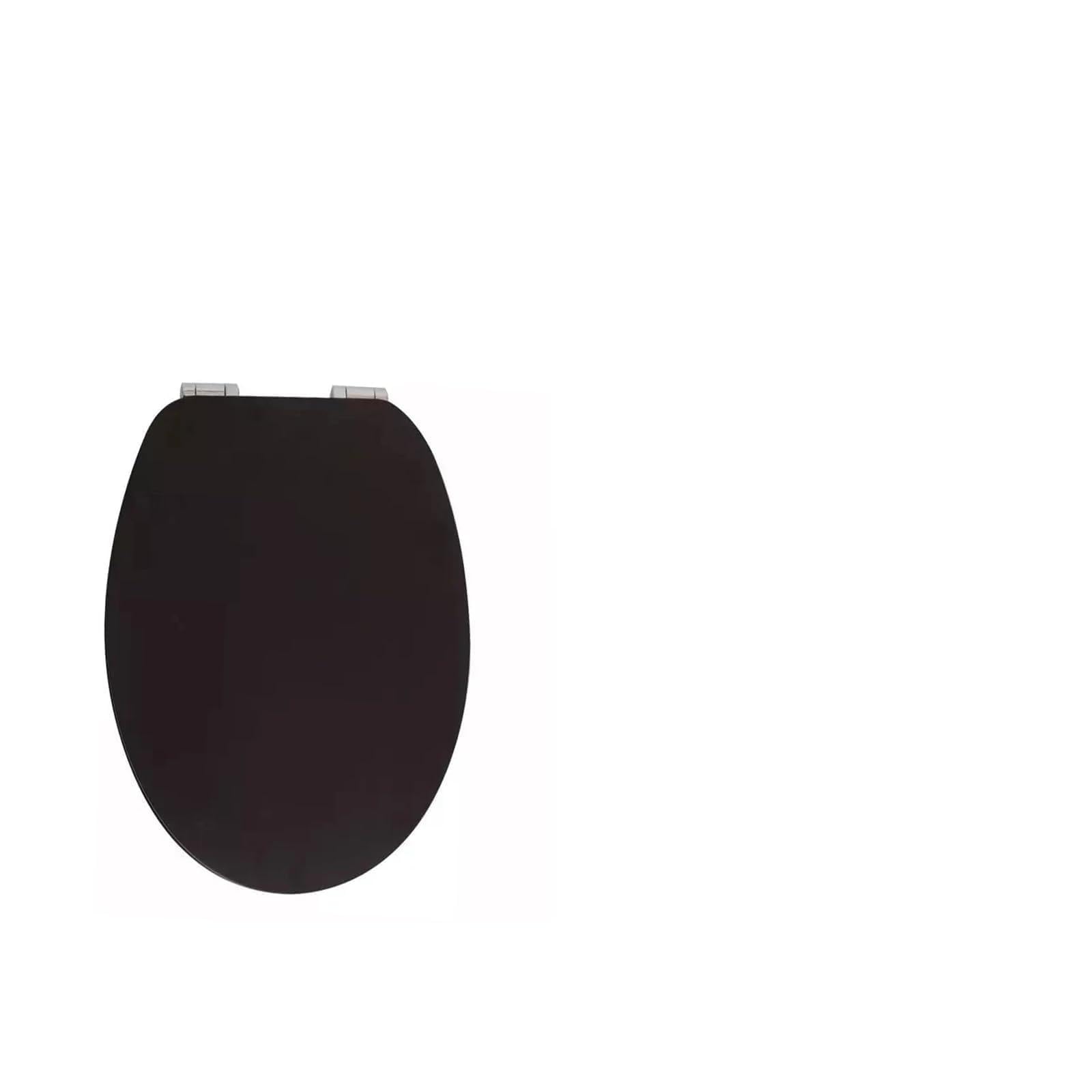 18" Universal MDF WC Toilet Seat – Easy Fit with Strong Zinc Alloy Hinges, Smooth Wipe Surface – Fits All Water Closets (Black Wooden) — image 1