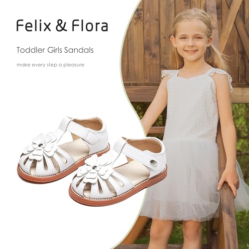Image of Felix & Flora Toddler Girls Sandals Flower Girl Shoes Soft Rubber Princess Flat Shoes