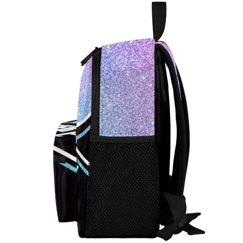 Personalized Kids Cheer Backpack for Girls Boy Cheerleader Preschool Toddler Backpack Nursery Bookbag Lightweight Custom School Bag Purple Glitter 5