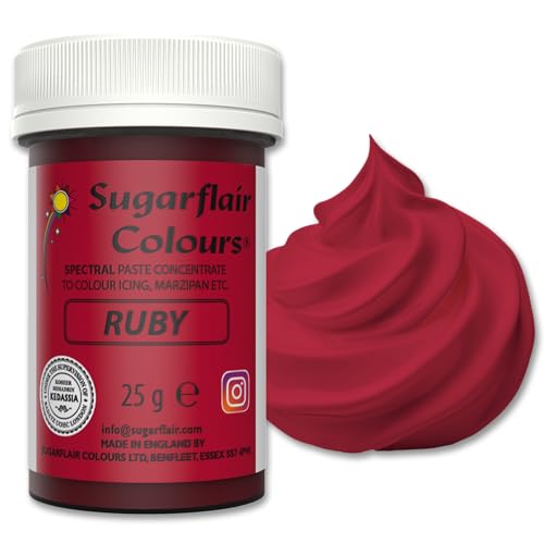 Sugarflair Spectral Concentrated Paste Colours Ruby, Colorante Alimentario Pasta, Colorantes para Pasta De Azúcar y Mazapán - 25g