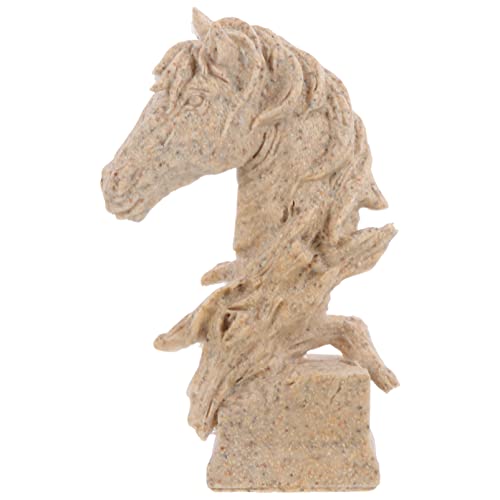 Garneck Horse Statue Horse Bust Sculpture Animal Statue Resin Horse Sculpture Crafts Modern Home Office Decoration Sandstone