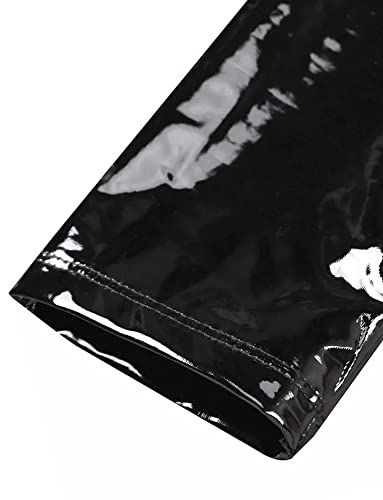 Image of AIEOE Men's Leather Metallic Shirts Shiny Slim Fit Stretch Top Wetlook Club Party Undershirts