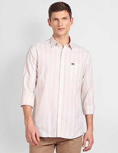 Image of Arrow Men's Vertical Stripe Atilde -Fil Slim Fit Shirt