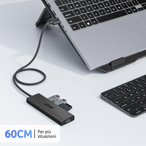 Acer Hub USB 3.0 con 5 Porte, Sdoppiatore Multi USB 3.0 Adattatore USB alta Velocità 5Gbps, Compatibile con MacBook Pro Air iMac Surface Laptop Chiave USB Disco Rigido Tastiera(60cm) - Immagine 4