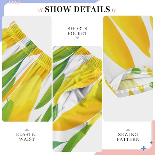 Lemon Pattern Yellow Pajama Pants Soft PJ Bottoms Lounge Pants for Sleepwear Sport Size 6–14 Years4