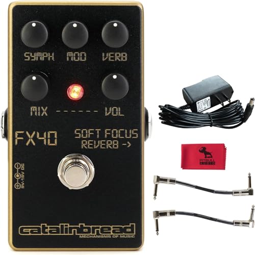 Catalinbread Soft Focus Shoegaze Reverb Pedal, LTD Black & Gold w/Power Supply, Patch Cables, Cloth