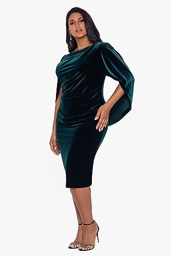 Image of Betsy & Adam Women's Velvet Midi Cowl Neck Drape Back Dress