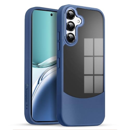 Image of KARWAN️Fusion Edge Leather Transparent Mobile Back Case | Slim Fit | Anti-Fingerprint| Scratch-Resistant | Premium Grip | Shockproof case | Back Cover for Samsung Galaxy S24 Plus || Blue