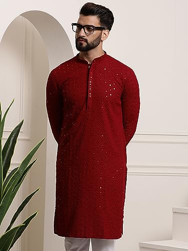 Image of SOJANYA Men's Cotton Regular Fit Solid Regular Kurta