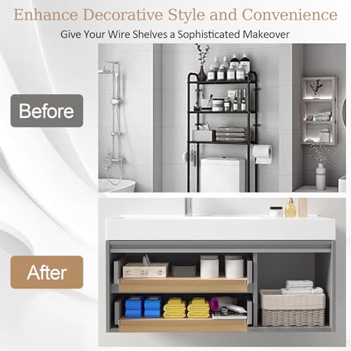 Zebrabox 24 x 12 inch PVC Faux Wood Wire Rack Covers with 12 Holders,Set of 6,Shelf Cover for Wire Shelving,Durable and Moisture-Resistant Shelves Covers for Store,Pantry,Removable Closet,Office