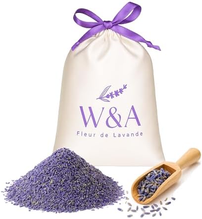 Flores secas de Lavanda a Granel para Armario, antipolillas. Gran bolsita perfumada de cogollos de Lavanda Pura y 100% Natural de Provenza, 200g, Elegante bolsita Made in France